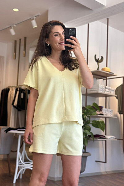 Unique Boutique Yellow Modal Fabric Shorts Set