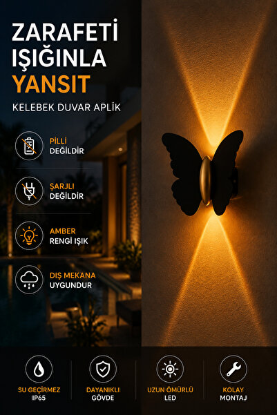 Maks EVA Aydınlatma Modern Duvar Apliği Amber Işık Modern Dekoratif Villa Bah...