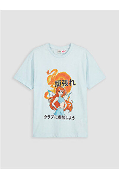 LC Waikiki New Season Blue Crew Neck Winx Club Printed Girls' T-Shirt