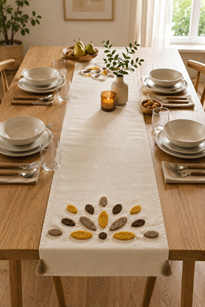 Shopyteks 100% Cotton Linen Bohemian Punch Embroidered Table Runner – 30X140 ...