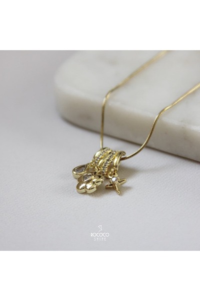 Rococo Shine Çelik Çiçekli Charm Kolye