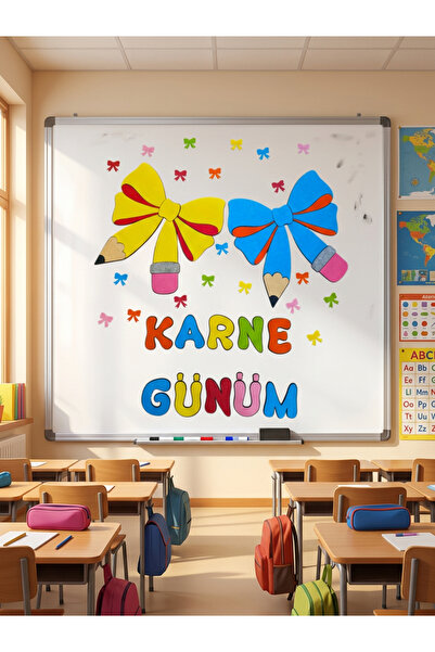 KECENGUZELTASARIM Keçe Sarı Mavi Fiyonk Kalem Karne Günü, Okul Öncesi, Anaoku...