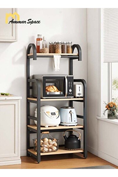 Ammar Space Kitchen Storage Rack 4 Tier Coffee Corner Shelf Kitchen Bakers Ra...