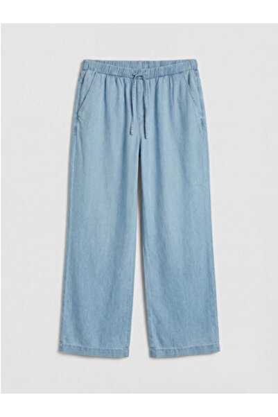 LC Waikiki New Season Beige Wideleg Women's Jean Trousers with Elastic Waist