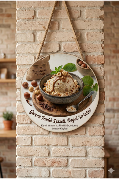 Mayeka Wooden Wall Door Decorative Ornament Painting for Ice Cream Shops, Des...