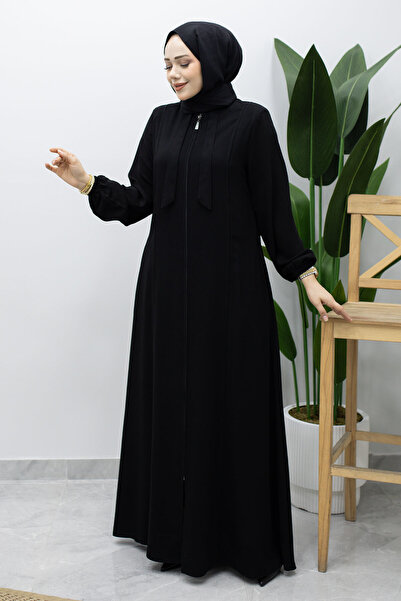 Tesettür Dünyası Hakim Collar Tie Detail Robe Tsd260225 Black