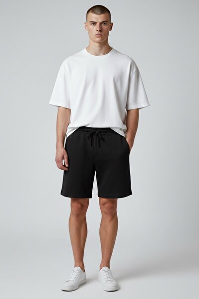 oraystore Men's Basic Shorts Lace-Up Comfortable Fit Casual Sports Shorts Bla...
