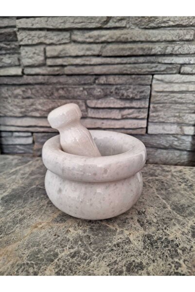 İNCEİSDESİGN Doğal Mermer Havan ve Tokmak 10x7 cm (Beyaz Kemalpaşa)