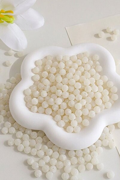 hobi dünyası evim 10 Gram Kadife Boncuk 8 mm Takı, Toka, Aksesuar Boncuğu Beyaz