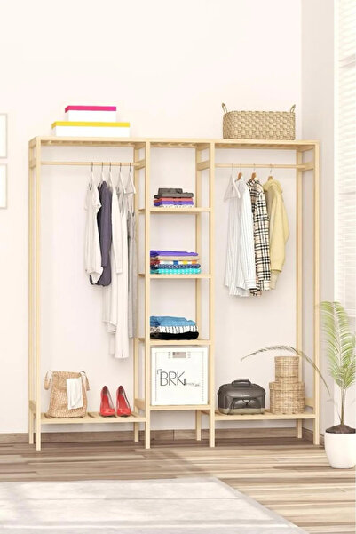 BRK Design AHŞAP AÇIK GARDIROP ÇOK AMAÇLI KÜÇÜK İNDİGO 150*140*27