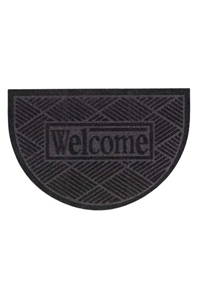 OEM Door mat, Welcome, Grey, semicircle, 60 x 40, non-slip, decorative, Light...