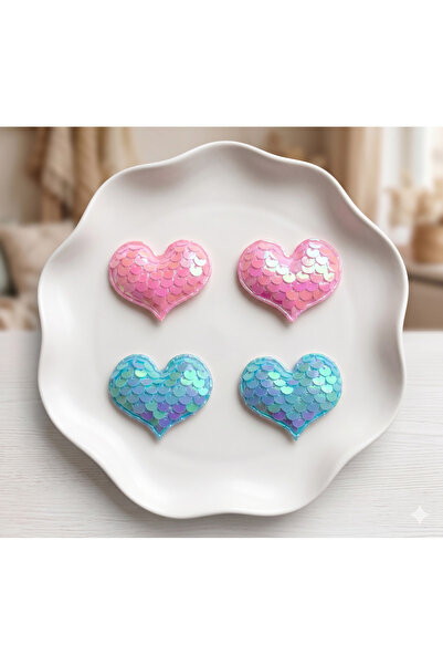 Jeevee Set of 4 Heart Sequin Sparkling Side Buckles for Children and Adults