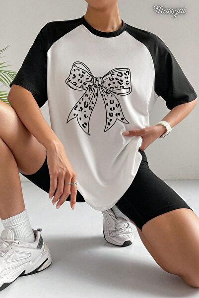 Massgai Tricou unisex cu mâneci raglan, supradimensionat, 100% bumbac, imprim...