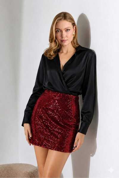MissPuL Women's High Waist Sequined Lined Mini Skirt with Shorts