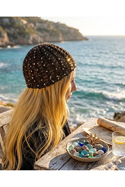 stoks toys Brown Sequin Hand Knitted Beanie&Hat&Bandana