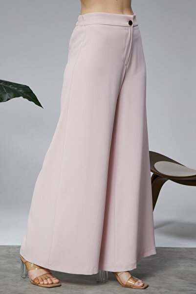 Modabenna Yellow Wide Leg Palazzo Trousers Crepe Fabric Elastic Waist Comfort...