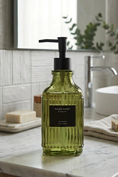 Decopat 500 ml Luxury Black Lidded Glass Liquid Soap Dispenser
