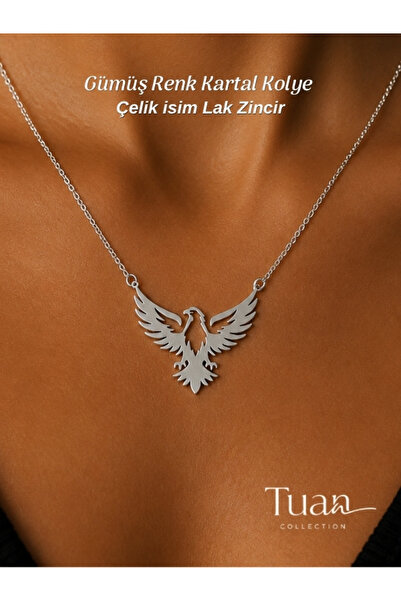 Tuan Collection Eagle Figure Steel Figure Zircon Silver Color Chain Necklace ...