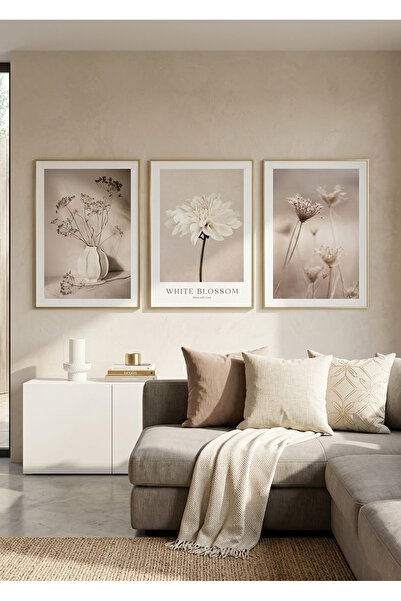 Linacci Χρυσό πλαίσιο από γνήσιο γυαλί Bohemian Beige με θέμα αποξηραμένα λου...