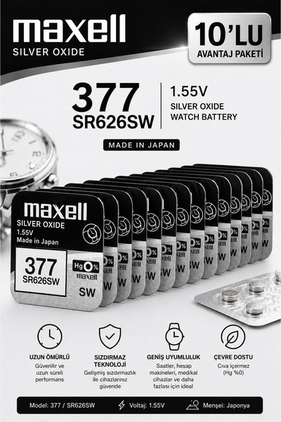 Leerybee Pil Saat Ve Elektronik Cihaz Pili Gümüş Oksit 1.55V 377/AG4/SR626/LR...