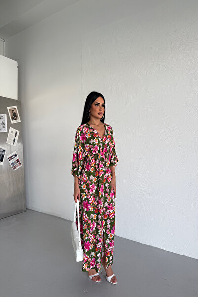 LİLA İSTANBUL Double-breasted Collar Floral Patterned Summer Dress