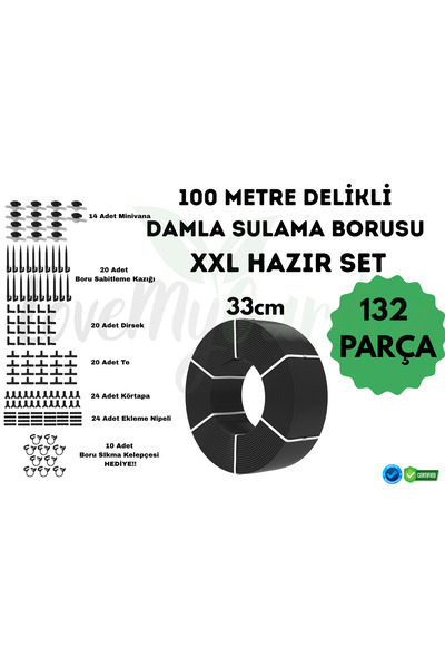 LoveMyGarden 100 METRE KENDİNDEN 33CM DELİKLİ DAMLA SULAMA BORUSU VE XXL SULA...