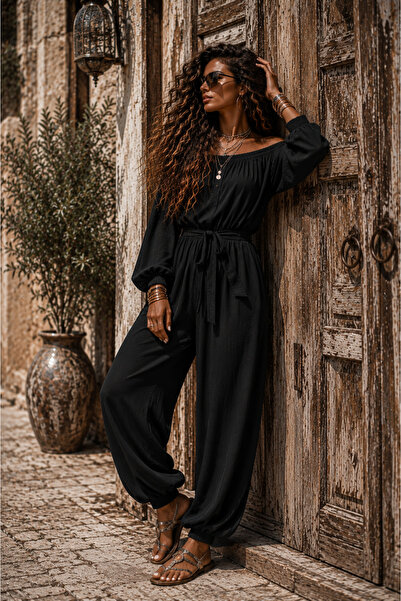 NA ADDESIGN Luna Nomad Jumpsuit, Relaxed Fit Jumpsuit, Madonna Collar Jumpsuit
