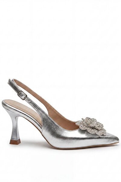 Assortie Radiant Metalik Çiçekli Stiletto Topuklu Davet ve Gece Ayakkabısı 9CM