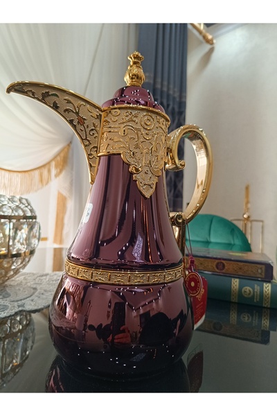 DEKOR ZÜCCACİYE HOME Single luxury stone-lined burgundy tea thermos - 1 liter