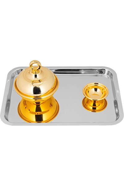 Generic Al Saif Ronk 3-Piece Serving Tray Set: Rectangular Tray with Date and...