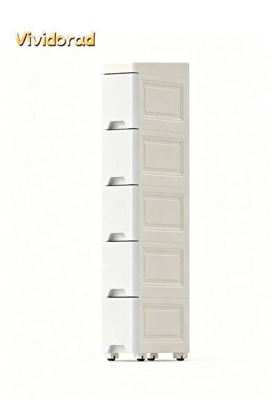 Vividorad Narrow Plastic Storage Cabinet 5 Layer Cabinet Bathroom Cabinet wit...