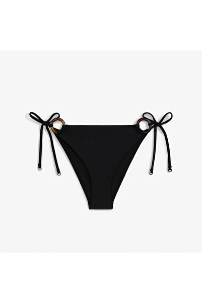 Tommy Hilfiger Women's Side-Tie and Turtle Shell Patterned Black Bikini Bottom