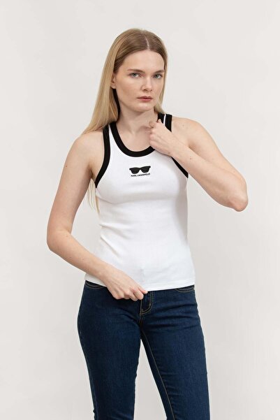 Karl Lagerfeld Kadın Kolsuz T-Shirt Beyaz