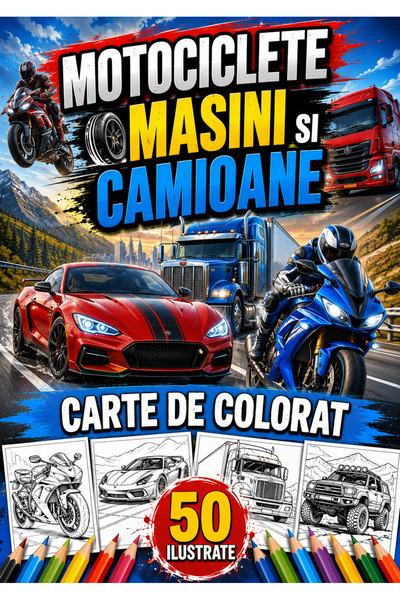 Marvel Coloring Book Motorcycles Cars Trucks 50 Illustrated A4 Laminated Card...