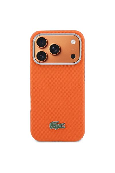 Lacoste Husă Semi Wrap Petit Pique MagSafe pentru iPhone 17 Pro Portocaliu