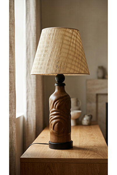 Decodelight Kahverengi Stone Şişe Model Seramik Ayaklı Dekoratif Krem Bambu K...