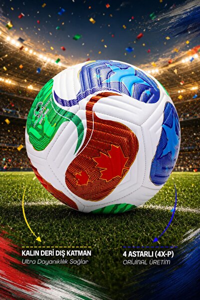 Telvesse Futbol Topu Pro 2026 Dünya Kupası Trios Pompalı Set Dayanıklı Sert Zemin Halı Saha Topu No:5