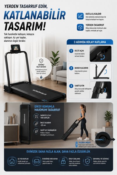 ESTİ Yeni Nesil Titreşim Modlu 2'si 1 Arada Eğimli Yürüyüş/Koşu Bandı | 2 HP Motor 0-12 Km/S Hız Bluetooth FitShow Uygulamalı