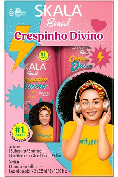 skala brasil مجموعة شامبو وبلسم سكالا كريسبينهو ديفينو للأطفال 650 مل