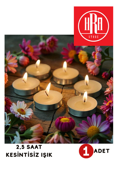 HRA STORE TEALİGHT MUM BEYAZ, 2.5 SAAT IŞIK, BUHURDANLIK, PARTİ, KUTLAMA, ÖZE...