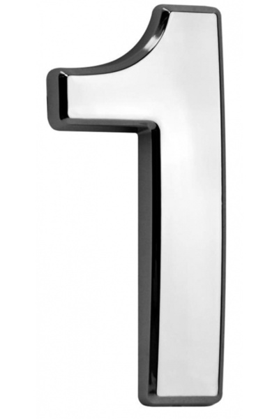 SGTT Number 1 silver, ABS, house or apartment number, 70x100 mm
