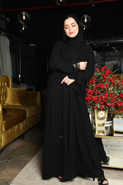 Stylish Fashion Stylish Fashion Abaya in Black Color with Dots on It and Lace...