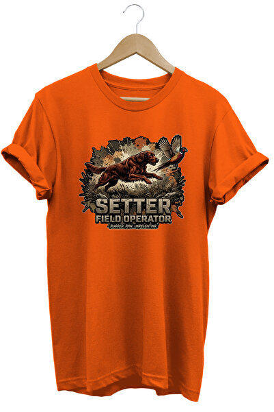 WİDİ Unisex Setter Printed T-Shirt - Hunter Dogs Series Crew Neck Cotton T-Shirt