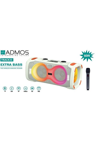 ADMOS Boom Box 60W Portable Bluetooth Speaker RGB Lights, USB-C and Wireless ...