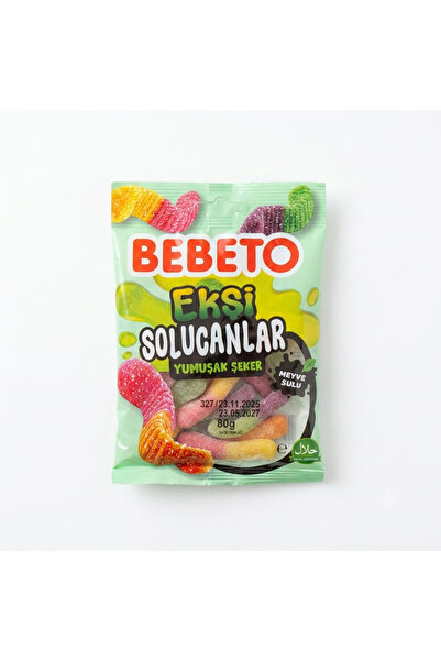 BEBETO Ekşi Solucan Yumuşak Şeker Jelibon 80 g 3 adet