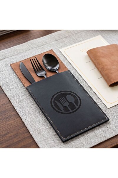 Grand Fine Art 6 Pieces of Faux Leather Spoon Holders - Easy to Clean Spoon a...