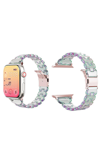UnDePlus Apple Watch 10/11 42mm-38/40/41mm Kordon Hologramlı Parlak İnce Bakl...