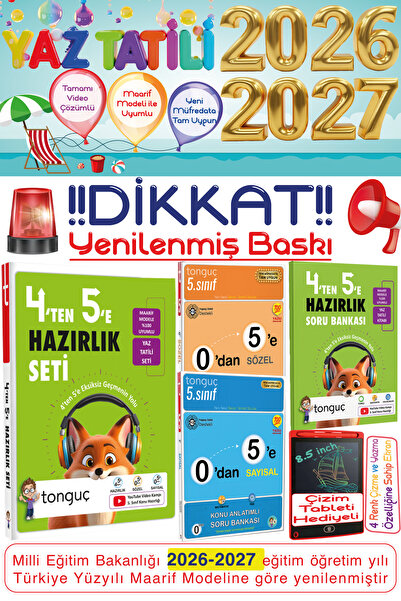 Tonguç Yayınları 4. Sınıf 4'ten 5'e Hazırlık Seti 0'dan 5'e Sayısal & Sözel K...