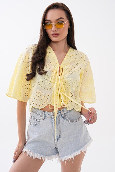 ŞİMAL Women's Lace Detailed Embroidered Blouse - 260461