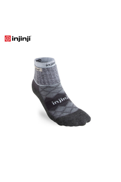injinji WOMEN'S LINER + RUNNER MIDWEIGHT MINI CREW - M/L - رمادي